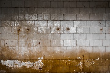 Image showing Old tiled wall of an industrial building