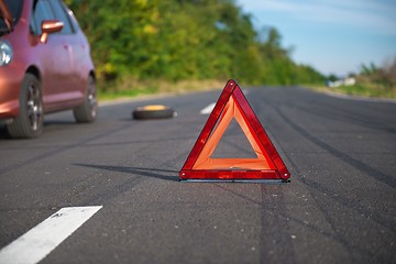 Image showing Red triangle of a car