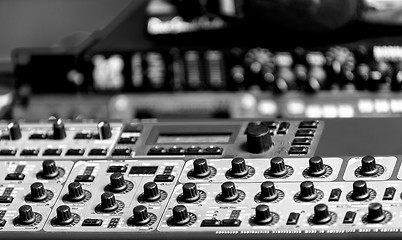 Image showing Closeup photo of an audio mixer