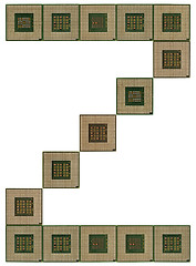 Image showing letter Z made of old and dirty microprocessors