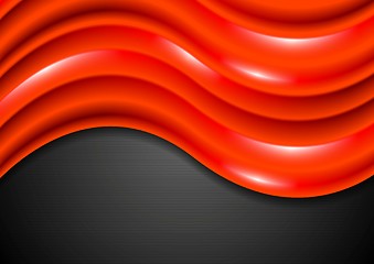 Image showing Abstract shiny red waves