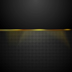 Image showing Dark tech perforated background with glowing light