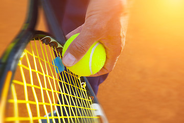 Image showing 	tennis ball on a tennis court