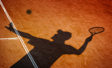 Image showing 	Clay tennis court and player concept