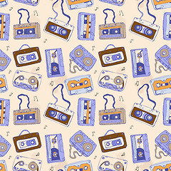 Image showing  Audio cassette. Seamless pattern.