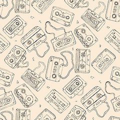 Image showing  Audio cassette. Seamless pattern.