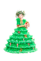 Image showing Little girl wearing christmas dress