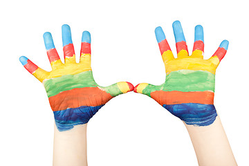 Image showing Young pair of painted hands
