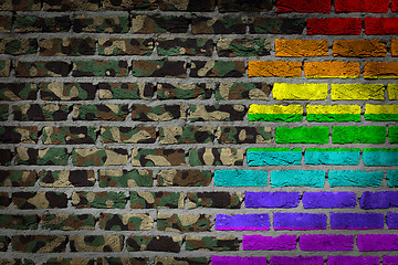 Image showing Dark brick wall - LGBT rights - Army camouflage