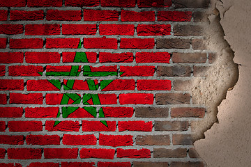 Image showing Dark brick wall with plaster - Morocco