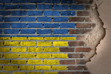 Image showing Dark brick wall with plaster - Ukraine