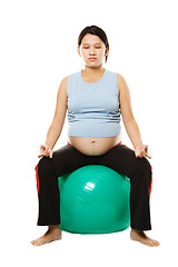 Image showing Pregnant woman meditating