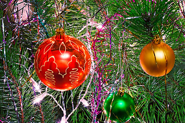 Image showing Beautiful decorations for the Christmas tree