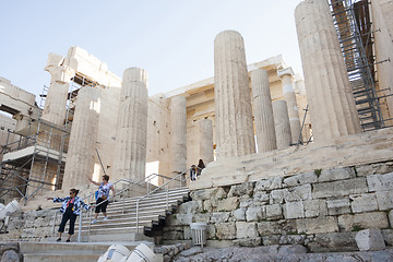 Image showing People sightseeing Temple of Athena Nike