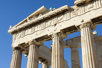 Image showing Close up of columns in Parthenon