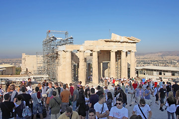 Image showing Tourists sightseeing Temple of Athena Nike 