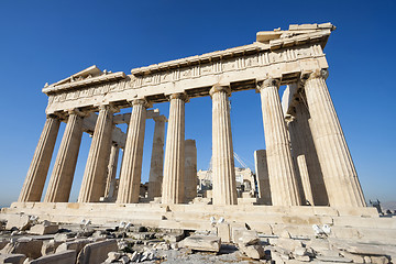 Image showing Columns of Parthenon temple in Acropolis of Athens