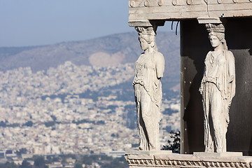 Image showing Close up of caryatids in Erechtheion of Erechtheum