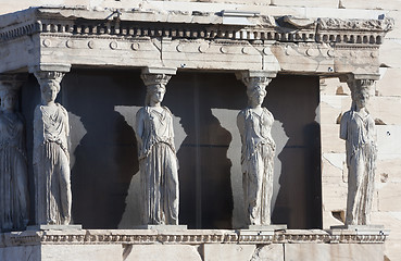 Image showing Caryatids on Erechtheion of Erechtheum in Athens