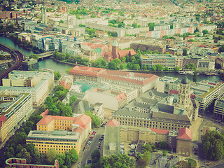 Image showing Retro look Berlin aerial view