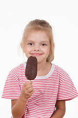 Image showing Five year old girl with ice cream