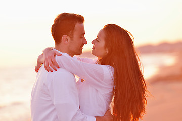 Image showing young couple  on beach have fun