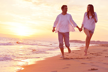 Image showing young couple  on beach have fun