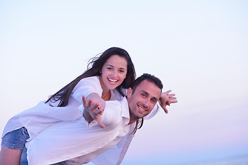 Image showing young couple  on beach have fun