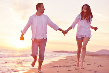 Image showing young couple  on beach have fun