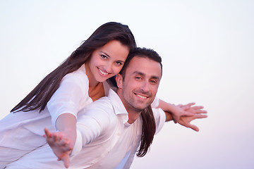 Image showing young couple  on beach have fun