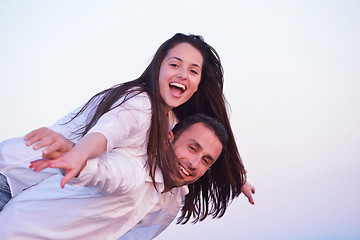 Image showing young couple  on beach have fun