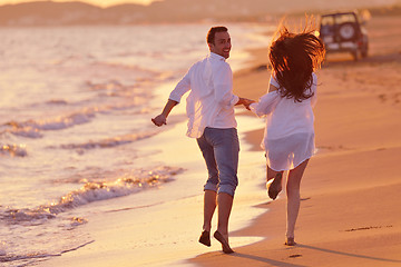 Image showing young couple  on beach have fun