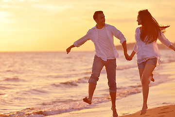 Image showing young couple  on beach have fun