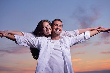 Image showing young couple  on beach have fun