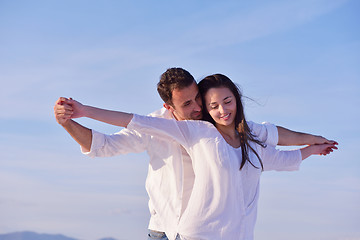 Image showing young couple  on beach have fun