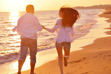 Image showing young couple  on beach have fun