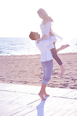 Image showing young couple  on beach have fun