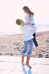 Image showing young couple  on beach have fun