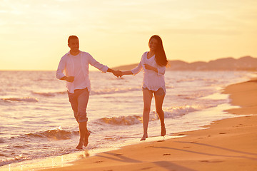 Image showing young couple  on beach have fun