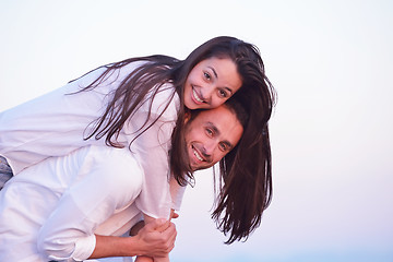 Image showing young couple  on beach have fun