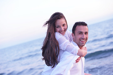 Image showing young couple  on beach have fun