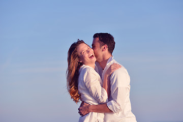 Image showing young couple  on beach have fun