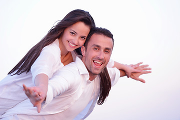 Image showing young couple  on beach have fun