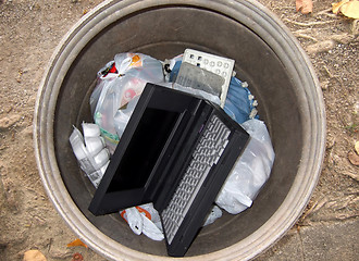 Image showing Obsolete computer in the trashcan