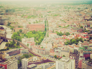 Image showing Retro look Berlin aerial view