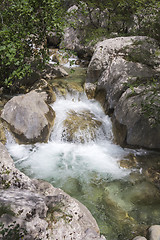 Image showing Small waterfall on mountain stream 