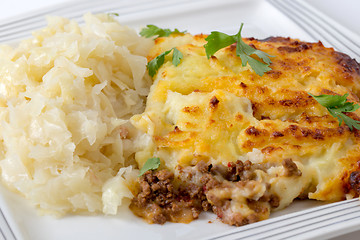 Image showing Cottage pie and cabbage