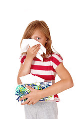 Image showing Young girl with a cold.