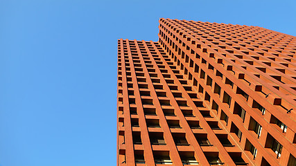 Image showing modern red color upstairs building