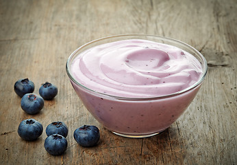 Image showing bowl of blueberry yogurt